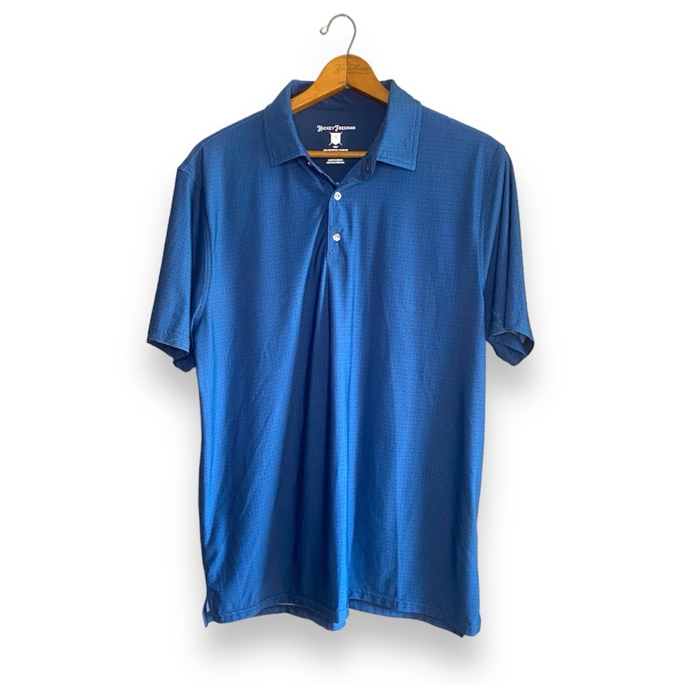 Hickey Freeman Blue Patterned Performance Golf Athletic Polo Shirt